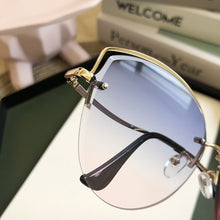 Load image into Gallery viewer, Oulylan Cat Eye Sunglasses Women Luxury Rimless Gradient Sun Glasses Clear Ocean Color Lenses Shades Ladies Sunglass UV400