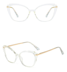 Plastic Titanium Anti Blue Glasses Frames Cat Eye Women Optical Fashion Computer Glasses
