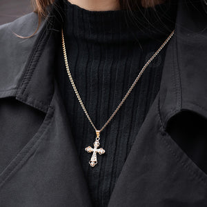Cross Crucifix Clear Crystal Pendant Necklace for Men Women 585 Rose Gold Prayer Jesus Snail Link Chain Wholesale Jewelry GPM26