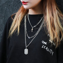 Load image into Gallery viewer, Multi-Layer Long Chain Necklace Punk Cross Pendant Necklace for Women Men Metal Chains Hip Hop Goth Jewelry Gifts