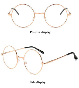 Retro-classic transparent lens metal frame men and women circular reading glasses  retro-personality college style