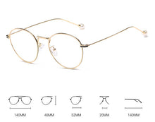 Load image into Gallery viewer, Computer Glasses 2022 Spectacle Frames Anti Blue Light Goggles Metal Eyeglasses Frame Women Round Clear Lens Fake Glasses