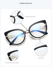 Load image into Gallery viewer, Cat Eye Anti Blue Light Optical Glasses Women Prescription Myopia Eyeglass Frame Ladies Clear Computer Glasses