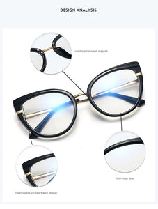 Cat Eye Anti Blue Light Optical Glasses Women Prescription Myopia Eyeglass Frame Ladies Clear Computer Glasses