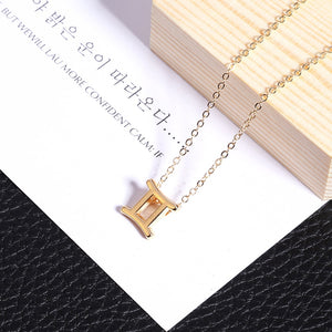 Men Women 12 Horoscope Zodiac Sign Gold Pendant Necklace Aries Leo 12 Constellations Jewelry Kids Christmas Gifts 19NOV91