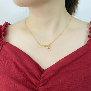 Word Necklace Men Women Flame Pendant Necklace Hip-Hop Rock Titanium Stainless Steel Gold Color Chain Necklace