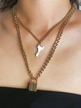 Carica l&#39;immagine nel visualizzatore di Gallery, 17KM Fashion Multi Layer Lock Portrait Pendants Necklaces For Women Gold Metal Key Heart Necklace New Design Jewelry Gift