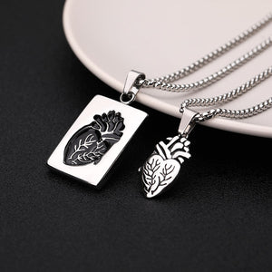 Gothic Punk Style Puzzel Paard Anatomical Heart Necklace For Men Fashion Gold Color Jewelry Party Couple Wedding Gifts VIP Link
