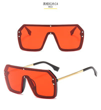 Load image into Gallery viewer, 2022 futuristic big rectangle FF logo sunglasses women uv400 high quality oversized shades for women retro mirro oculos de sol