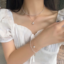 Load image into Gallery viewer, Fashion Beaded Pearl Necklace Women Cute Gold silver color Double Layer Chain Pendant Choker Korean Jewelry 2020 wholesale