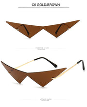 Load image into Gallery viewer, Oversized Cat eye Rimless Sunglasses Women Fashion One Piece Lens Sun Glasses Female Trend Triangle Eyewear Men UV400
