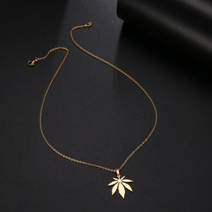 Stainless Steel Necklace For Women Man Maple Leaf Choker Pendant Necklace Engagement Jewelry