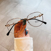 Load image into Gallery viewer, 2022 New Fashion Brand Clear Lens Round Anti-blue Light Eyeglasses For Women Tetro Elegant Computer Myopia Glasses Gold Leopard