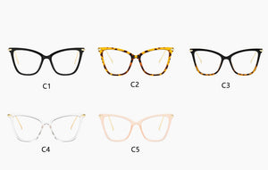 Sexy Red Eyeglasses Frame Women Cat Eye Glasses Clear Lens Sunglasses Frame Fashion Spectacles Oversized Eyewear Metal Legs