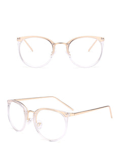Transparent Glasses Frame Women Cat Eye Glasses Frames for Women Fake Eyeglasses Frames Metal Optical Frame for Womens