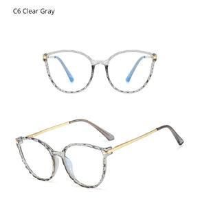 Ralferty TR90 Women's Transparent Glasses Retro Cat Eye Frames Anti Blue Light 0 Diopter Myopia Optic Frame Eyeglasses