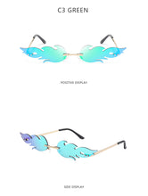 Load image into Gallery viewer, Luxury Fashion Fire Flame Sunglasses Women  Rimless Wave Sun Glasses Metal Shades For Vintage Women Mirror Eyewear UV400