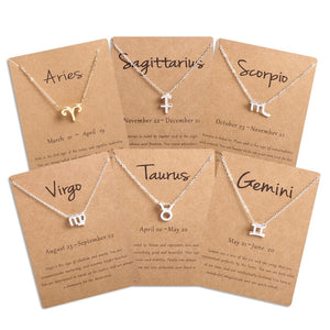 Men Women 12 Horoscope Zodiac Sign Gold Pendant Necklace Aries Leo 12 Constellations Jewelry Kids Christmas Gifts 19NOV91
