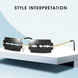 New Fashion Lady Rimless Square Blade Sunglasses Women Men Vintage Small Sun Glasses Female UV400 Frameless Punk Sunshades