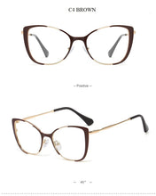 Load image into Gallery viewer, QPeClou Unique Vintage Cat Eye Glasses Women  Retro Metal Cateye Eyeglasses Frames Female Clear lens Optical Oculos Gafas