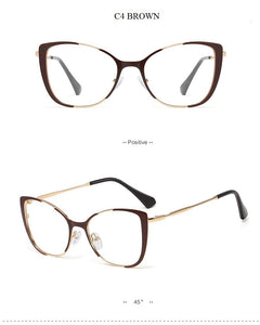 QPeClou Unique Vintage Cat Eye Glasses Women  Retro Metal Cateye Eyeglasses Frames Female Clear lens Optical Oculos Gafas