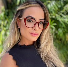 Load image into Gallery viewer, Plastic Titanium Anti Blue Glasses Frames Cat Eye Women Optical Fashion Computer Glasses