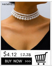 Load image into Gallery viewer, Punk Imitation Pearl Choker Necklace Collar Statement Gold Color Love Heart Lasso Pendant Necklace for Women Jewelry
