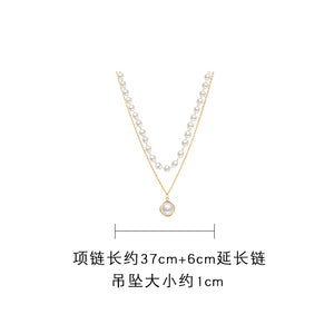 2020 Kpop Double layer Chain Gold fashion Choker cute romantic women pearl pendant necklace girl jewelry Collar