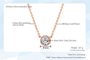 Small Round 1 carat Cubic Zirconia Rose Gold Color Pendant Necklace Hot Jewelry for Women and Girls N388 N453 N454