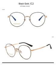 Load image into Gallery viewer, Pure Titanium Frame Glasses Full Rim Eye Glasses Women Style Spring Hinges Round Spectacles and Nearsighted Eyewear