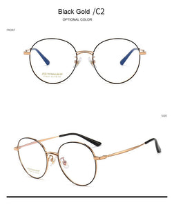 Pure Titanium Frame Glasses Full Rim Eye Glasses Women Style Spring Hinges Round Spectacles and Nearsighted Eyewear