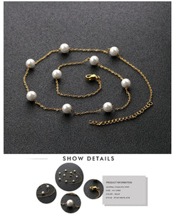 LUXUKISSKIDS Gold Fake Pearl 6mm Pendant Link Chain 2020 Choker Necklace Women Jewelry Stainless Steel Babygirl Necklaces Set