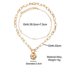 Load image into Gallery viewer, Fashion Star Lock Pendant Necklace for Women Vintage Thick Chunky Chain Choker Multilayer Coin Necklaces Jewelry Gifts