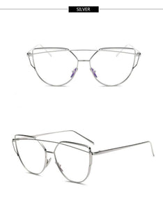 Cateye Glasses For Women 2022 Optical Eyewear Metal Frame Eyeglasses Retro Okulary Women Luxury Blue Light Gafas De Mujer