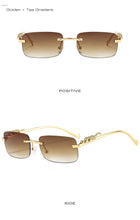 Load image into Gallery viewer, Fashion Rimless Rectangle Sunglasses Women Retro Cheetah Decoration Clear Ocean Lens Eyewear Men Sun Glasses Shades UV400