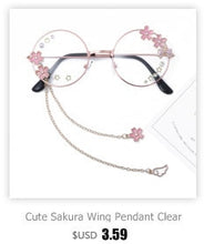 Load image into Gallery viewer, Cute Sakura Pendant Clear Optical Glasses Frame Women Round Girls Retro Eyeglasses Gothic Handmade Eyewear Glass Oculos De Gafas