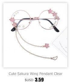 Cute Sakura Pendant Clear Optical Glasses Frame Women Round Girls Retro Eyeglasses Gothic Handmade Eyewear Glass Oculos De Gafas