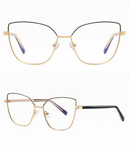 Peekaboo anti blue light cat eye glasses frame women vintage metal gold pink female prescription glasses for computer clear lens
