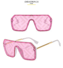 Load image into Gallery viewer, futuristic ff sunglasses women 2022 uv400 big rectangle fashion ff logo sunglasses oversized festival oculos de sol feminino