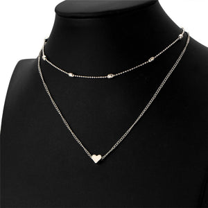Collana a catena con collo a clavicola multistrato a forma di cuore di pesca con ciondolo clavicola femminile di moda semplice. Ciondolo a forma di cuore 