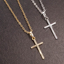 Carica l&#39;immagine nel visualizzatore di Gallery, Collana a catena croce semplice moda per donne uomini signore di lusso gioielli in oro collane con ciondolo crocifisso ornamento cristiano regali 