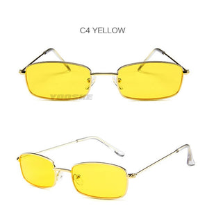 Retro Sunglasses Men Small Rectangle Sun Glasses Retro Shades for Women Metal Frame Black Pink Eyewear