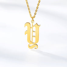 Load image into Gallery viewer, Old English Letter Initial Necklaces For Women Men Gold Silver Color Stainless Steel Chain Male Female Pendant Necklace Jewelry