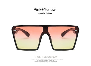 2022 Fashion Oversized Square Sunglasses Retro Gradient Big Frame Sun Glasses For  Women One Piece Gafas Shade Mirror Clear Lens