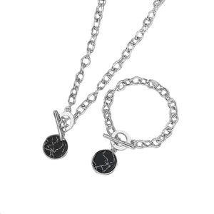 Minimalist Casual Neck Chain Necklaces for Women Round Marble Pendants Hiphop Female Fashion Jewelry Necklace Naszyjnik