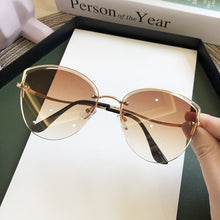 Load image into Gallery viewer, High Quality women's Oval Cat Eye Sunglasses Lady Metal Rimless shades Luxury Sunglasses Female Driving Glasses zonnebril dames
