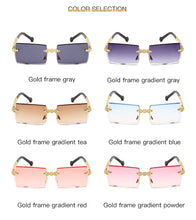 Carica l'immagine nel visualizzatore di Gallery, Occhiali da sole con diamanti senza montatura alla moda Design di marca da donna Occhiali da sole quadrati piccoli in metallo Tonalità di lusso Occhiali UV400 Gafas De Sol