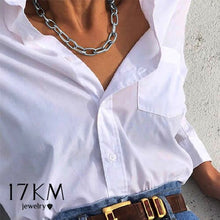 Load image into Gallery viewer, Fashion Star Lock Pendant Necklace for Women Vintage Thick Chunky Chain Choker Multilayer Coin Necklaces Jewelry Gifts