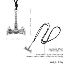 Carica l&#39;immagine nel visualizzatore di Gallery, My shape Nordic Vikings Necklace The Fehu Feoh Fe Rune Axe Amulet compass viking runes pendant Scandinavian Necklace