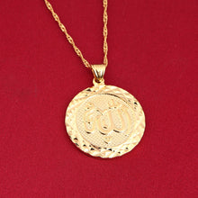 Carica l&#39;immagine nel visualizzatore di Gallery, Gold Color Allah Pendant Necklace Round Fashion Middle East Charm Islam Gift Jewelry